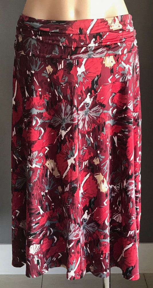 SUZANNE GRAE Floral Skirt Multi Colour A-Line Stretch Skirt Size 12 Vintage