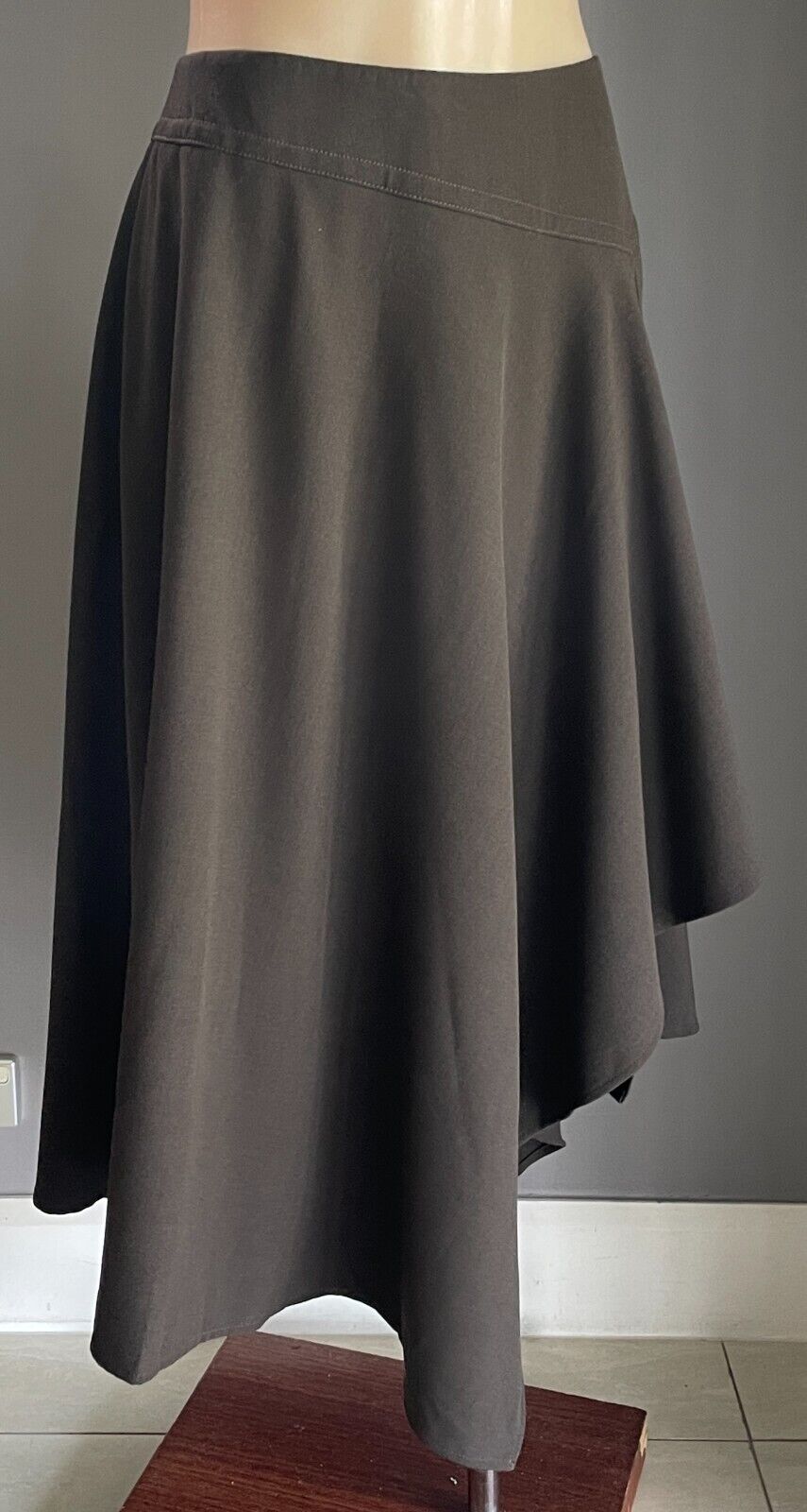 WITCHERY Skirt Brown A-Line Handkerchief Asymmetric Hem Size 12 Midi Length