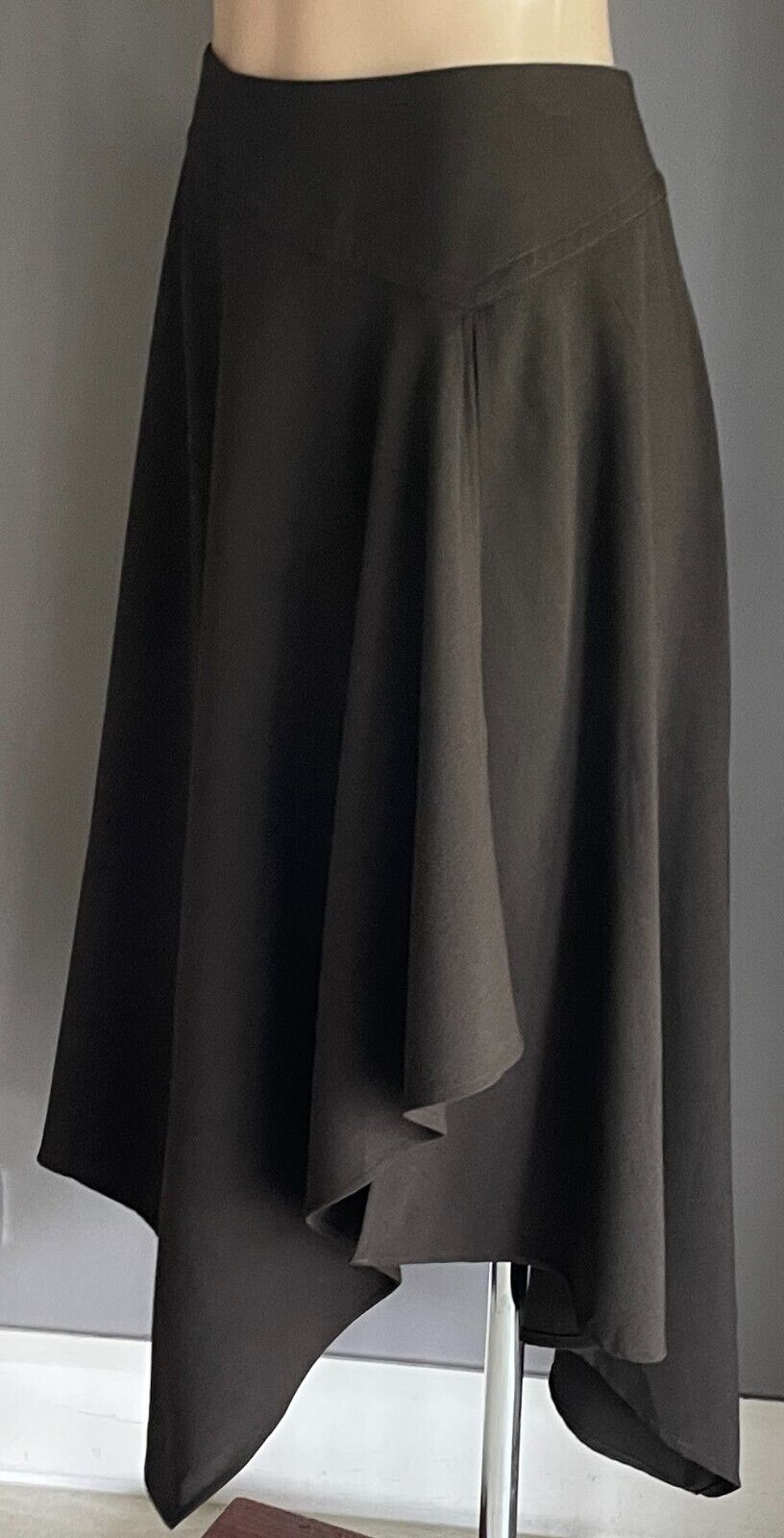 WITCHERY Skirt Brown A-Line Handkerchief Asymmetric Hem Size 12 Midi Length