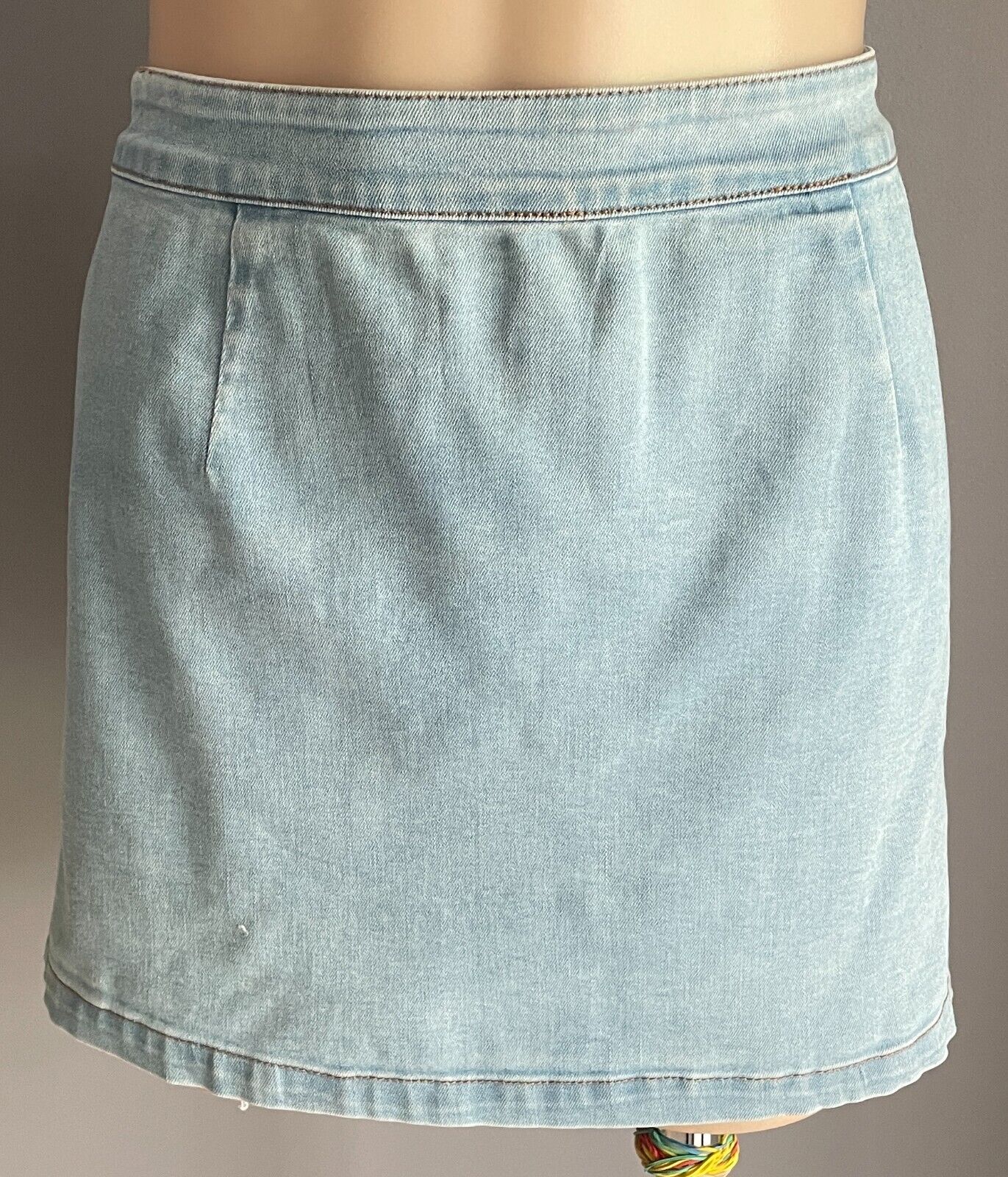 SUBTITLED Denim Skirt Faded Blue Mini Ladies Size 12