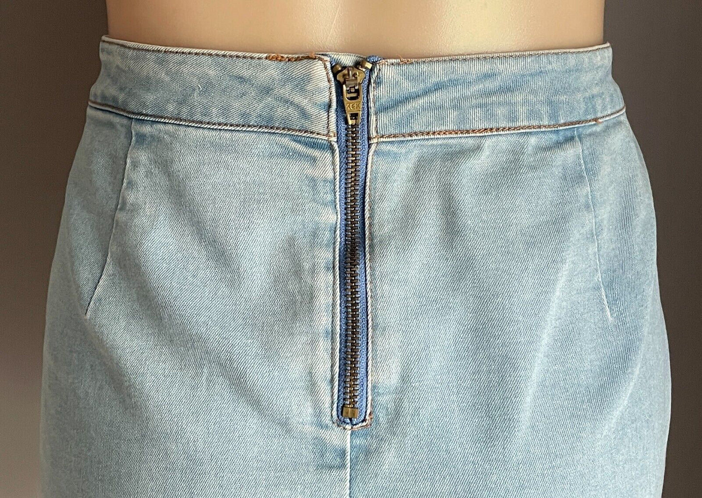 SUBTITLED Denim Skirt Faded Blue Mini Ladies Size 12