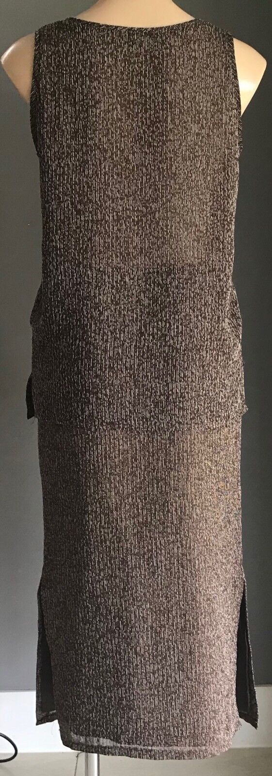 SPORT EIGHT Blouse & Skirt Set Brown White Textured Fabric 2 Pice Sz 12 Vintage