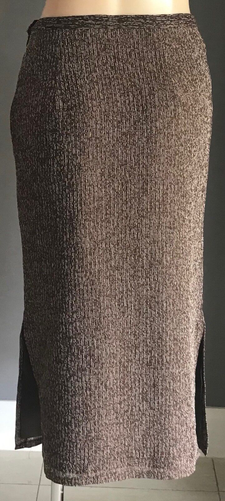 SPORT EIGHT Blouse & Skirt Set Brown White Textured Fabric 2 Pice Sz 12 Vintage