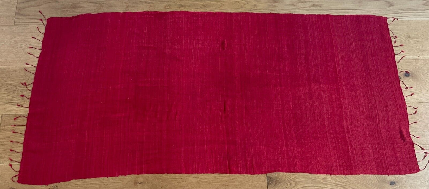 Boho Neck Scarf Fringed Wrap Red Textured Fabric Rectangle Shawl