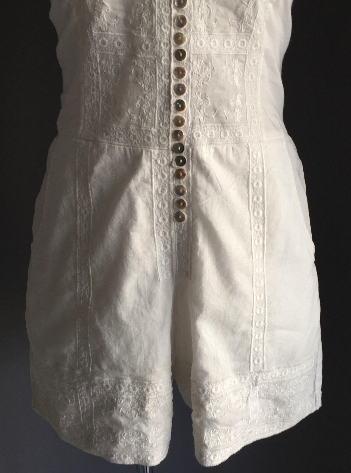TALES OF THE FALLEN Romper Shorts Shortsuit White Cotton Size XS 8 Boho Vibe NEW