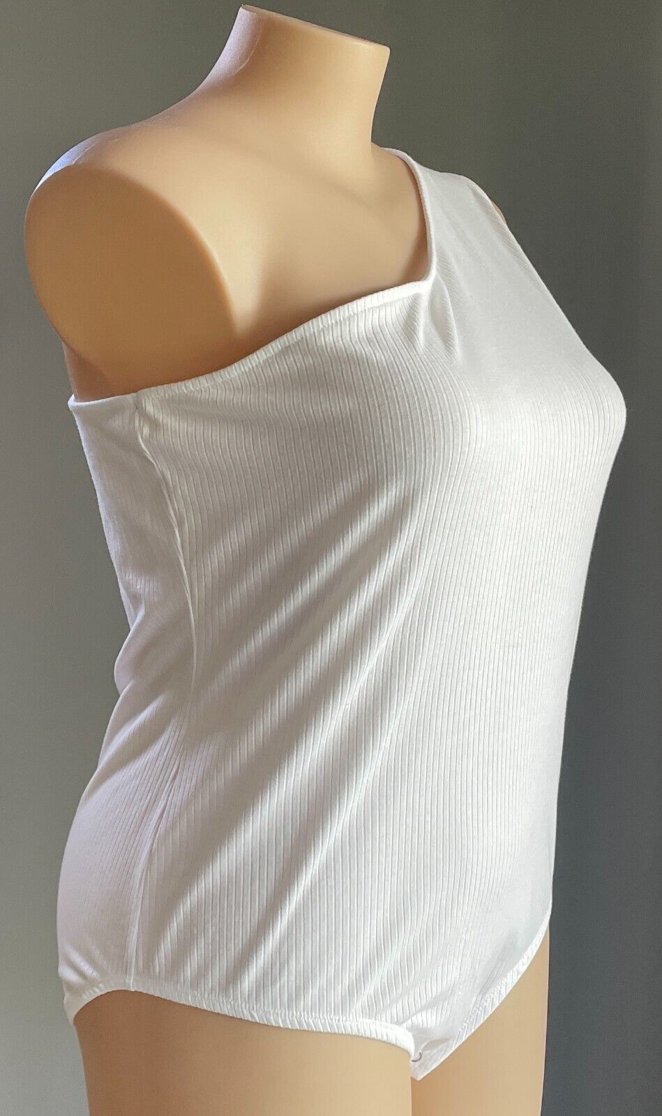 ANKO K-MART 2 x Bodysuit White Ribbed Fabric One Shoulder Size 20 Bulk Lot  NEW