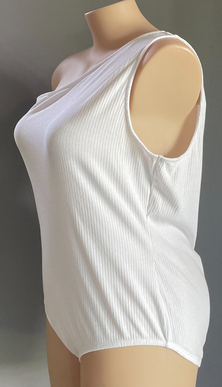 ANKO K-MART 2 x Bodysuit White Ribbed Fabric One Shoulder Size 20 Bulk Lot  NEW