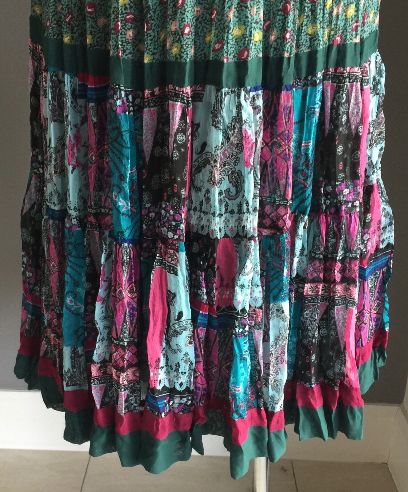 ROSE GARDEN Tea Dress MultiColoured Floral Print Cap Sleeve Tie Back Size 12 NEW
