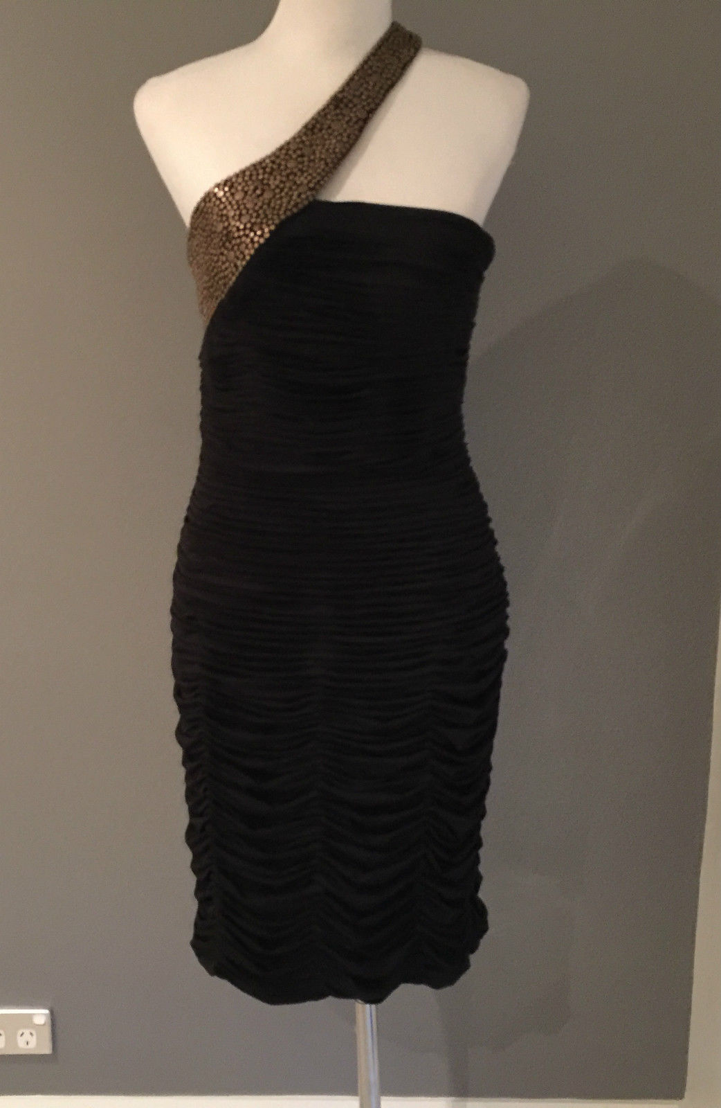 Sexy BC LBD Black & Gold Stud Dress Cocktail Parties Formal Ladies Sizes 12 NEW