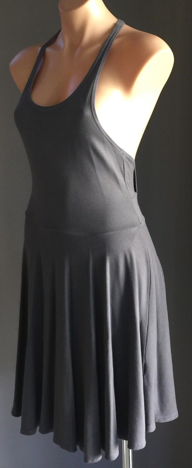 DON'T ASK WHY Grey Cut Out Racer Back Skater Dress One Size 8 - 12 NEW