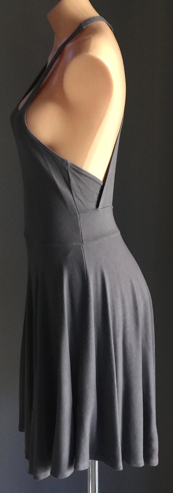 DON'T ASK WHY Grey Cut Out Racer Back Skater Dress One Size 8 - 12 NEW