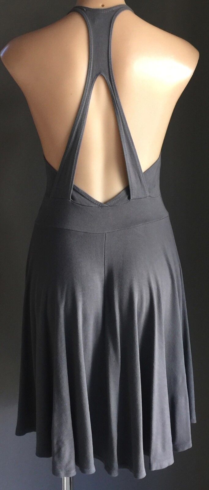 DON'T ASK WHY Grey Cut Out Racer Back Skater Dress One Size 8 - 12 NEW