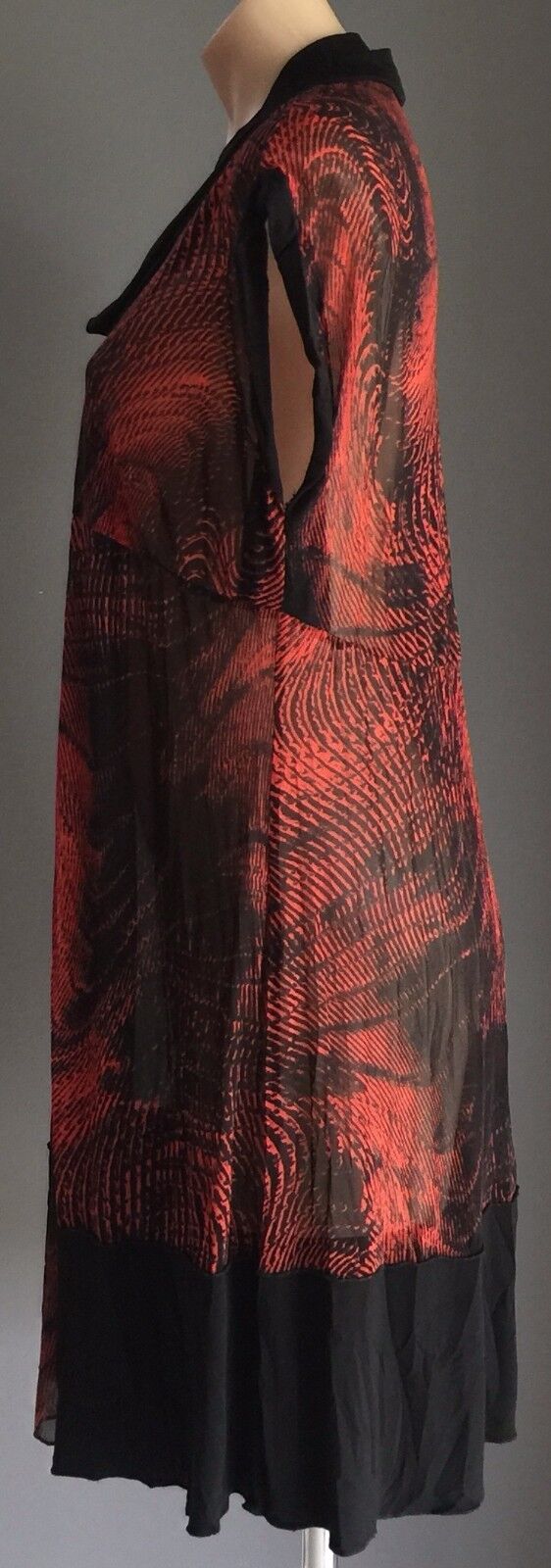 FAYE BROWNE Dress Brick & Black Cowl Neck Mesh Net Tunic Ladies Size 12 Rare