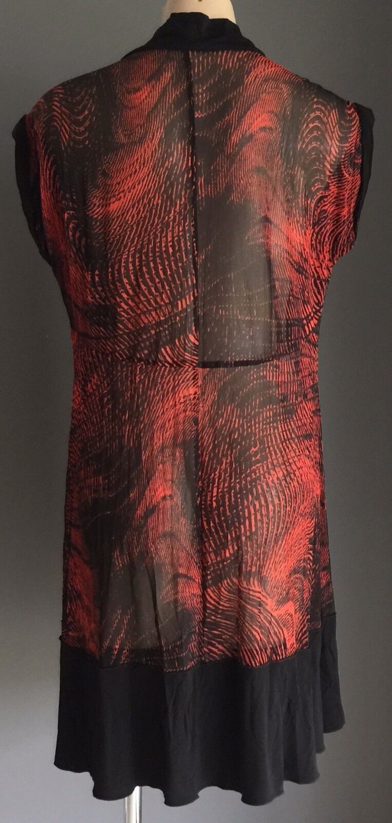 FAYE BROWNE Dress Brick & Black Cowl Neck Mesh Net Tunic Ladies Size 12 Rare