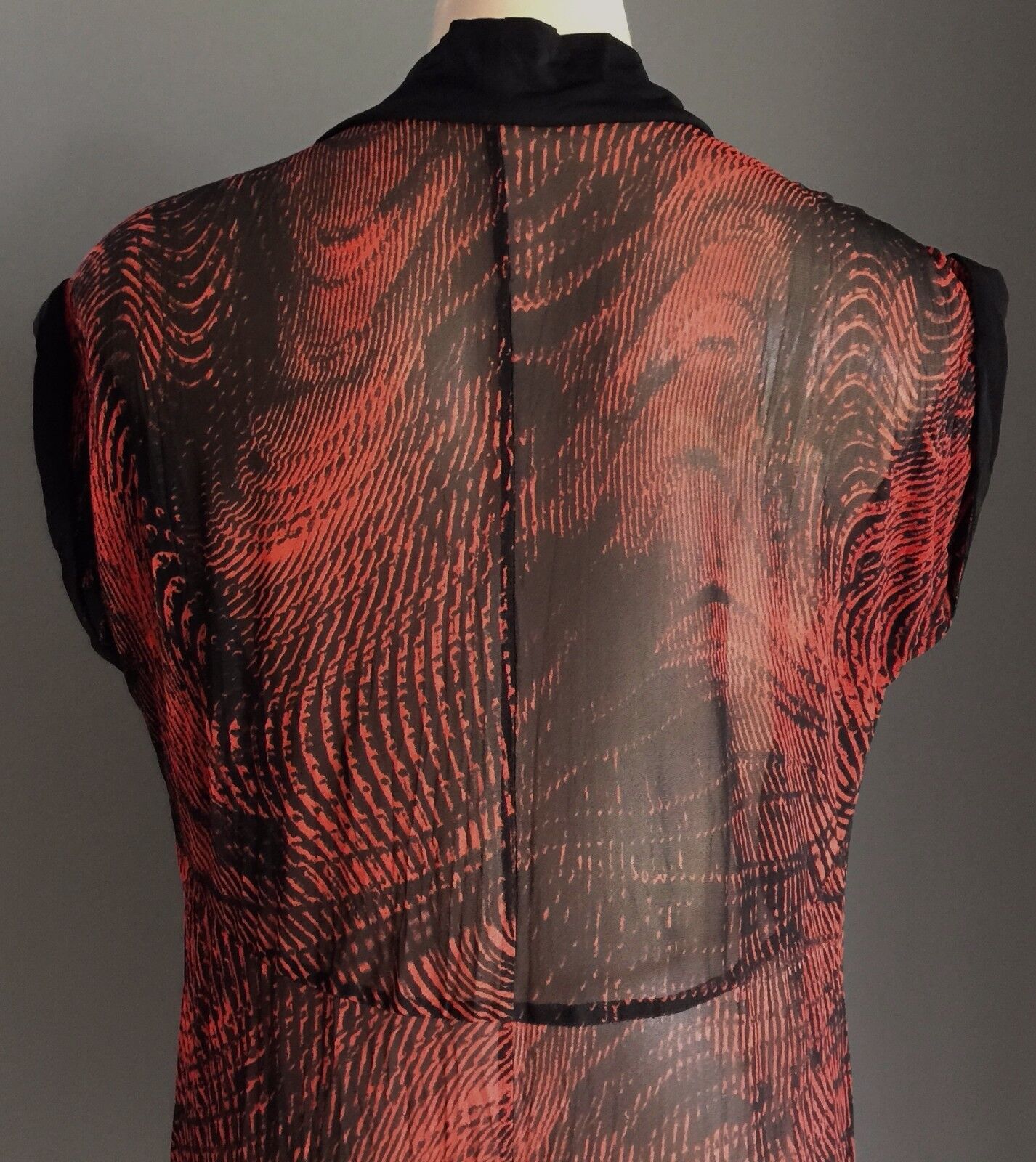 FAYE BROWNE Dress Brick & Black Cowl Neck Mesh Net Tunic Ladies Size 12 Rare