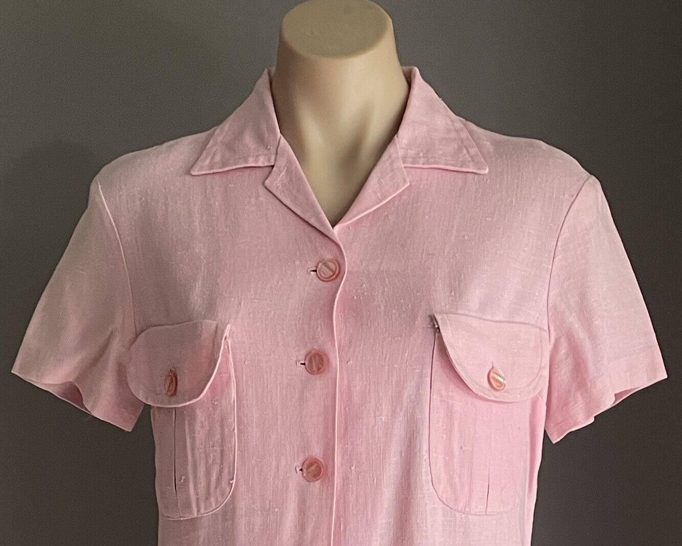 Vintage MISS CASUAL David Jones Dress Pink Short Sleeve Knee Length Shift Sz 12