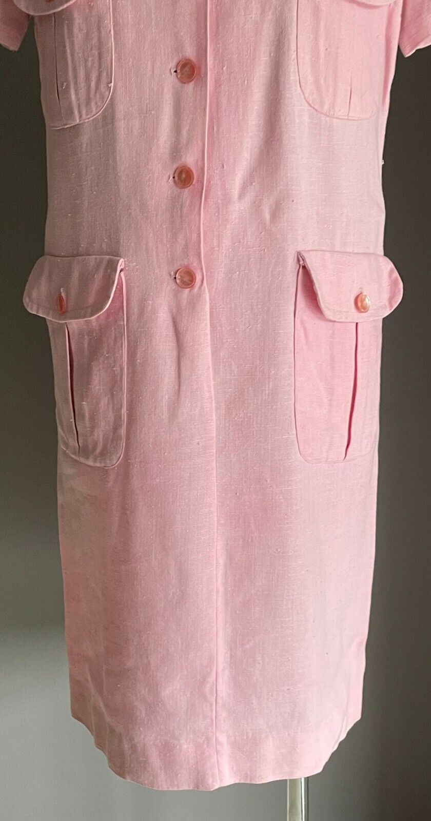 Vintage MISS CASUAL David Jones Dress Pink Short Sleeve Knee Length Shift Sz 12