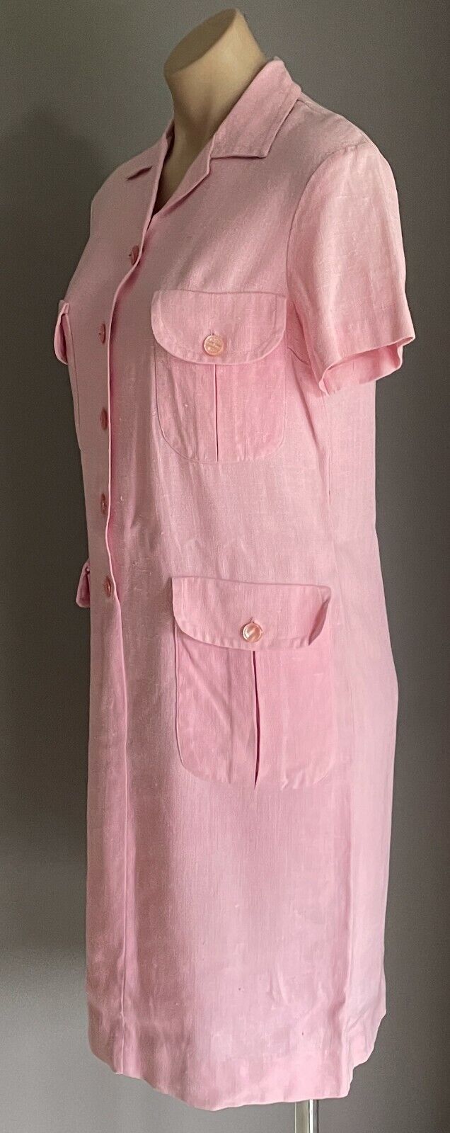 Vintage MISS CASUAL David Jones Dress Pink Short Sleeve Knee Length Shift Sz 12