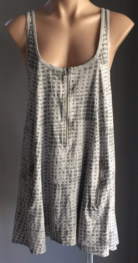 BILLABONG Beach Dress Grey Marl Animal Print Racer Back Ladies Size 12