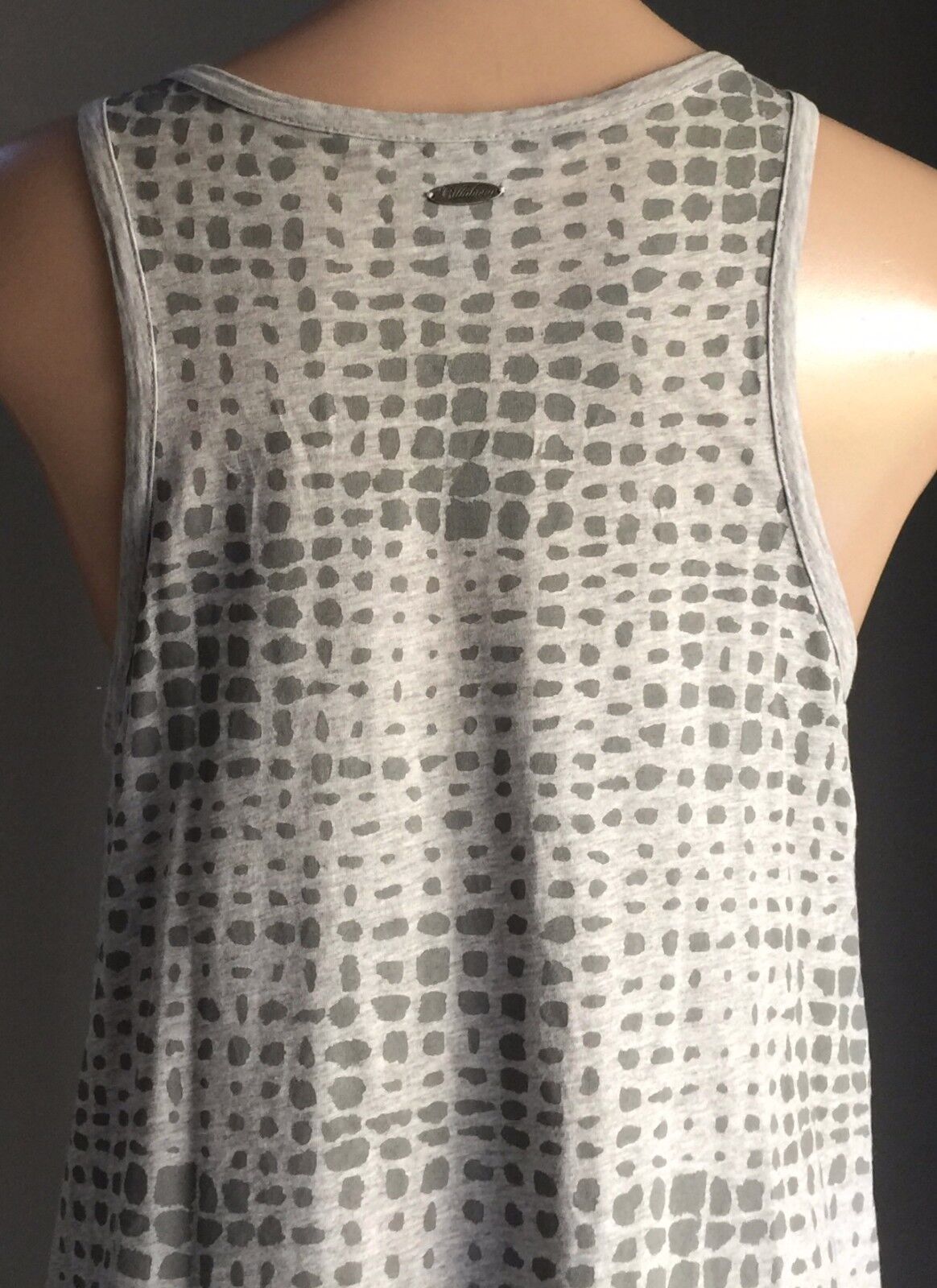 BILLABONG Beach Dress Grey Marl Animal Print Racer Back Ladies Size 12