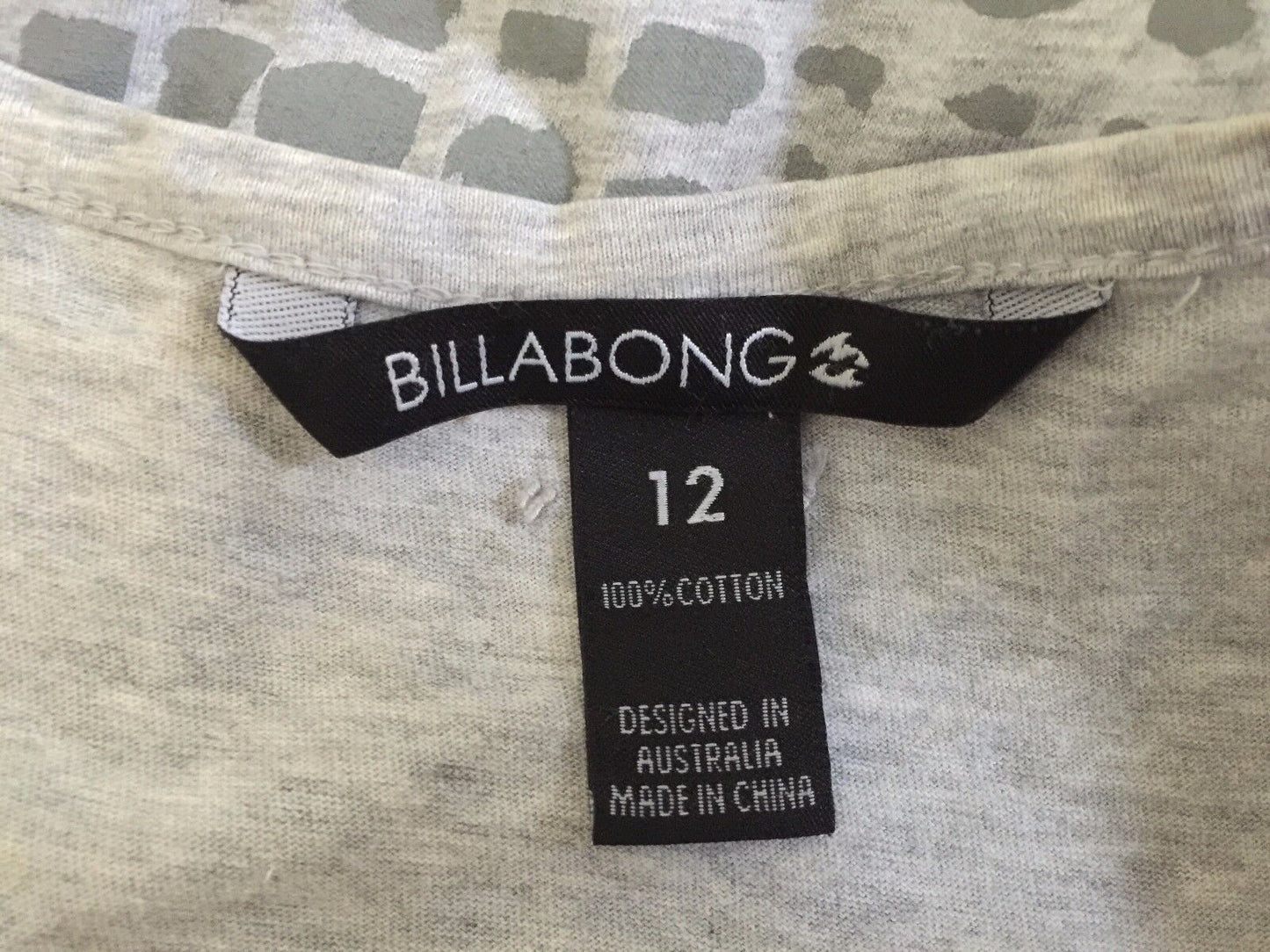 BILLABONG Beach Dress Grey Marl Animal Print Racer Back Ladies Size 12