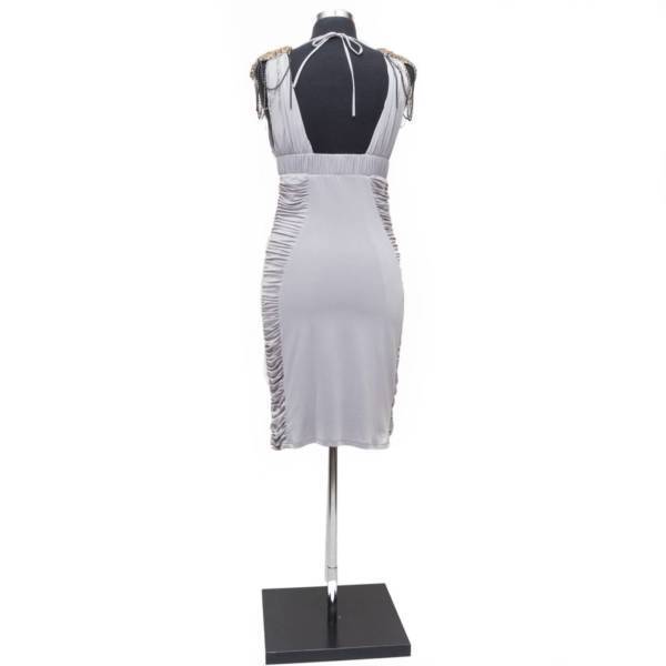 ROSE NOIR Light Grey Knee Length Ruched Dress Sizes 10 & 12 Parties Formal NEW