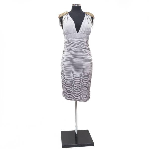 ROSE NOIR Light Grey Knee Length Ruched Dress Sizes 10 & 12 Parties Formal NEW