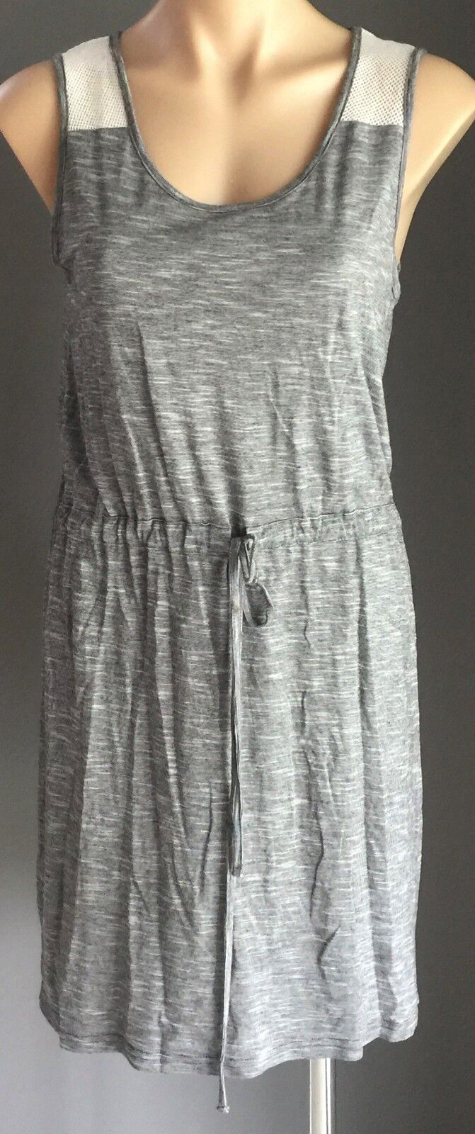 TEASEL Dress Black & White Striped Drawstring Waist Stretch Size 12 Easy 2 Wear