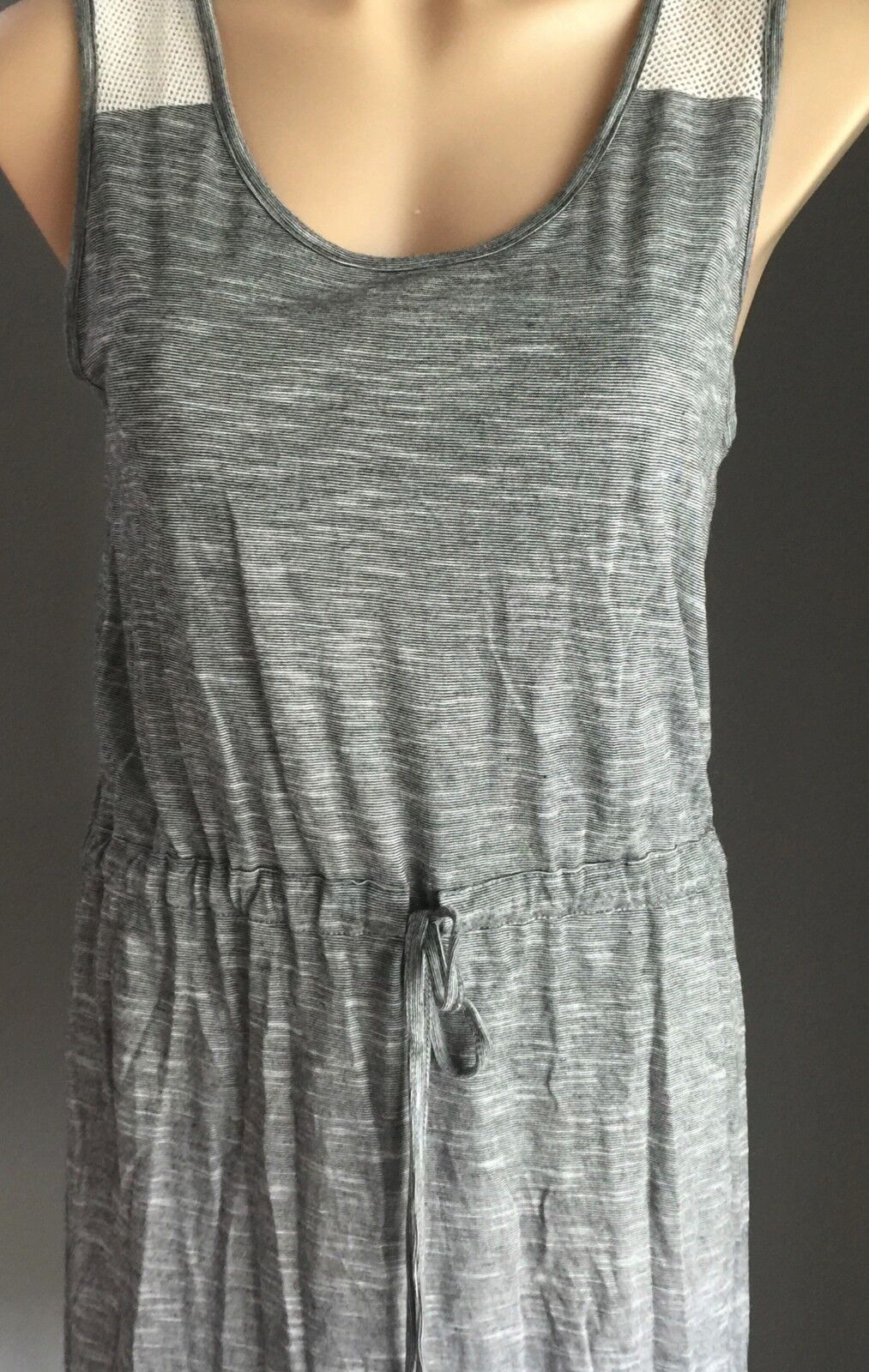 TEASEL Dress Black & White Striped Drawstring Waist Stretch Size 12 Easy 2 Wear