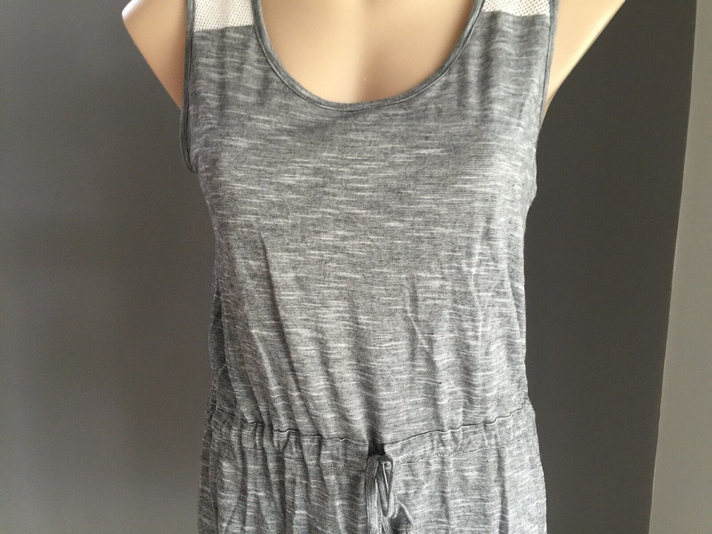 TEASEL Dress Black & White Striped Drawstring Waist Stretch Size 12 Easy 2 Wear