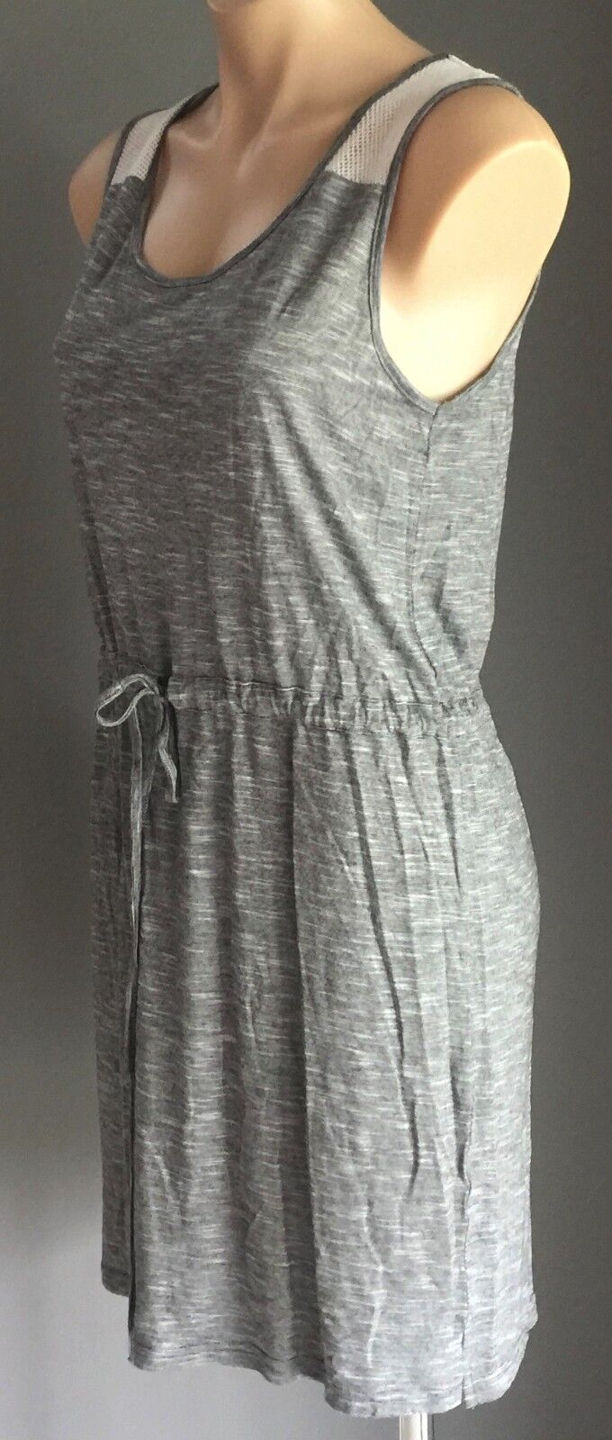 TEASEL Dress Black & White Striped Drawstring Waist Stretch Size 12 Easy 2 Wear