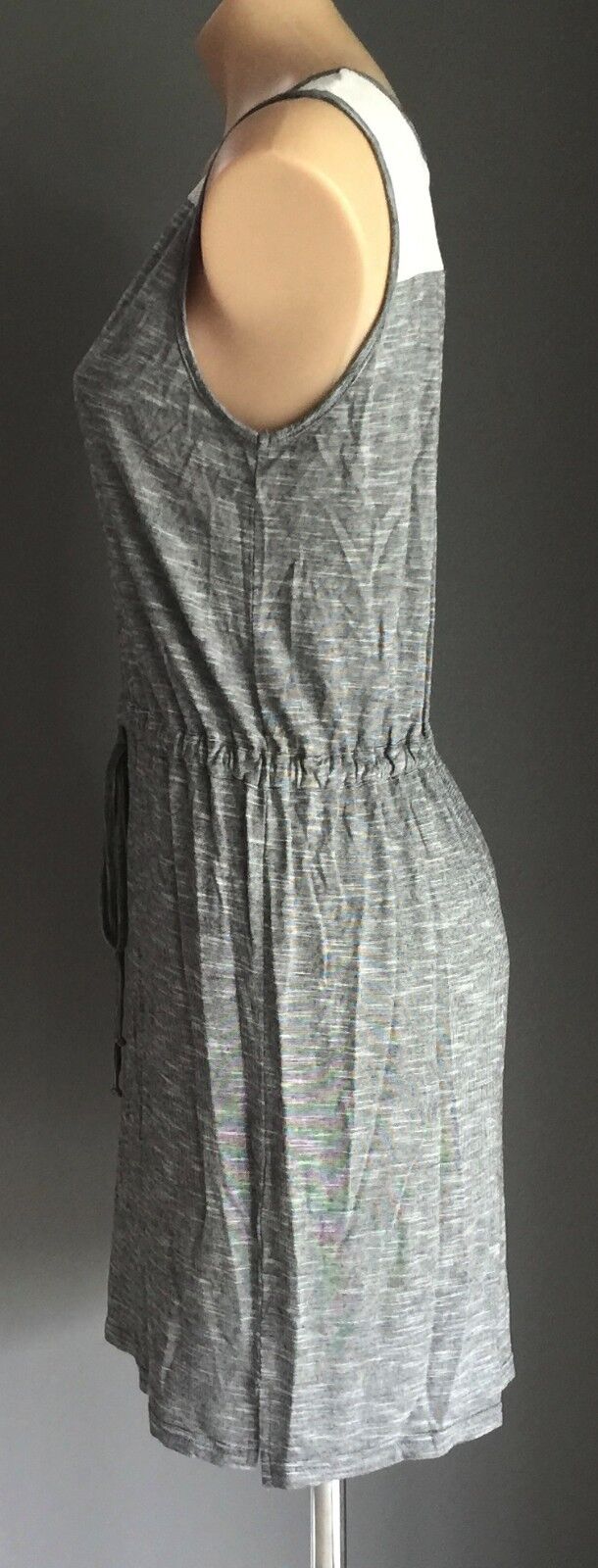 TEASEL Dress Black & White Striped Drawstring Waist Stretch Size 12 Easy 2 Wear