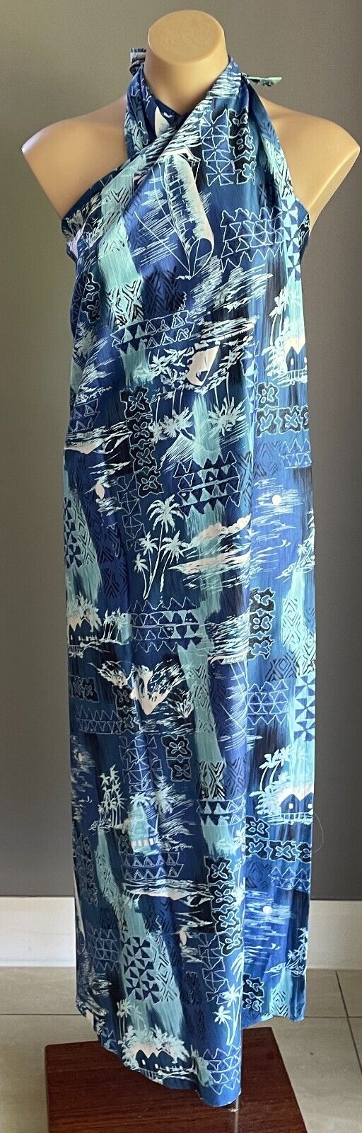 MALIHINI 14 Way Dress Blue Multicoloured Wrap'N'Wear One Size 1960's NEW Vintage