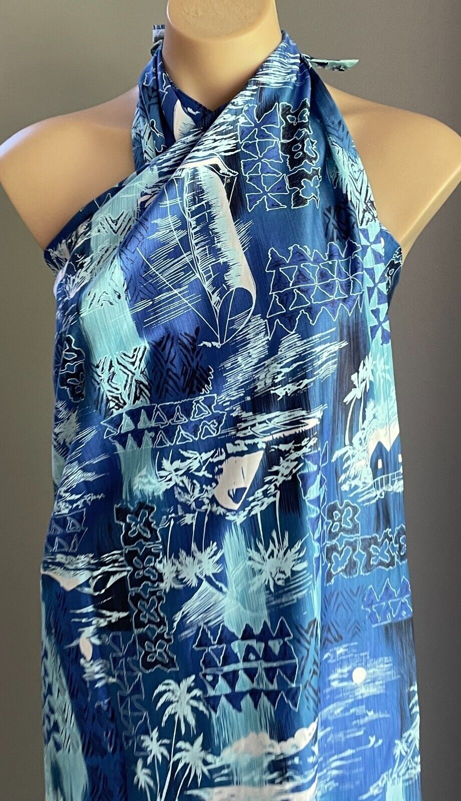 MALIHINI 14 Way Dress Blue Multicoloured Wrap'N'Wear One Size 1960's NEW Vintage