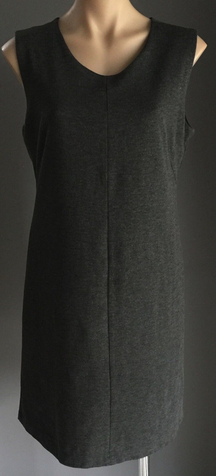 SERRA Shift Dress Classic Cut Grey Sleeveless Stretch Frock Ladies Size 14