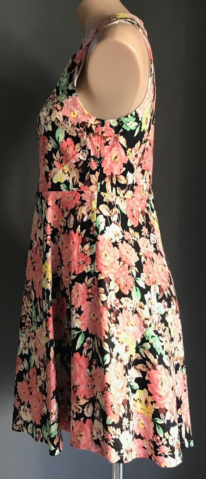 TIMELESS by VANESSA TONG Dress Colourful Floral Sleeveless Frock Size 14 1950s