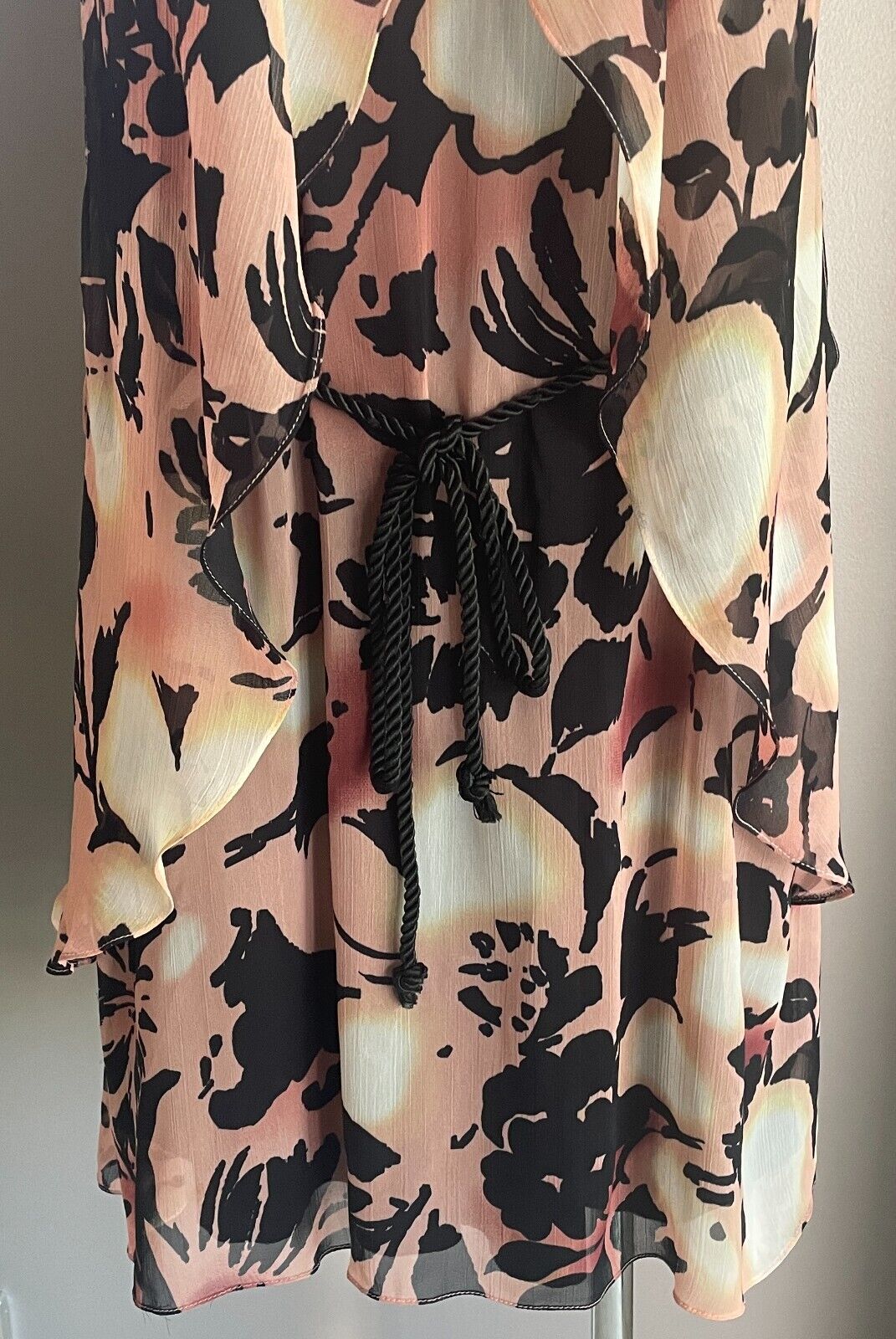 SHEIKE Dress Multicoloured Floral Print Overlay Sheath Waist Tie Sz 14