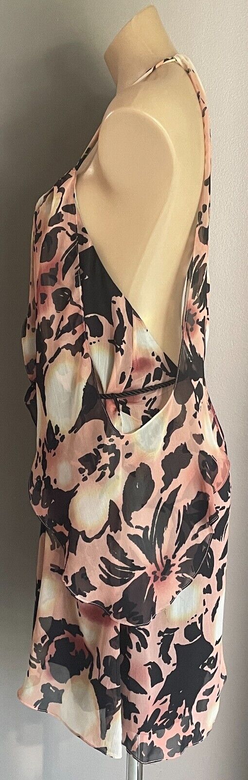 SHEIKE Dress Multicoloured Floral Print Overlay Sheath Waist Tie Sz 14