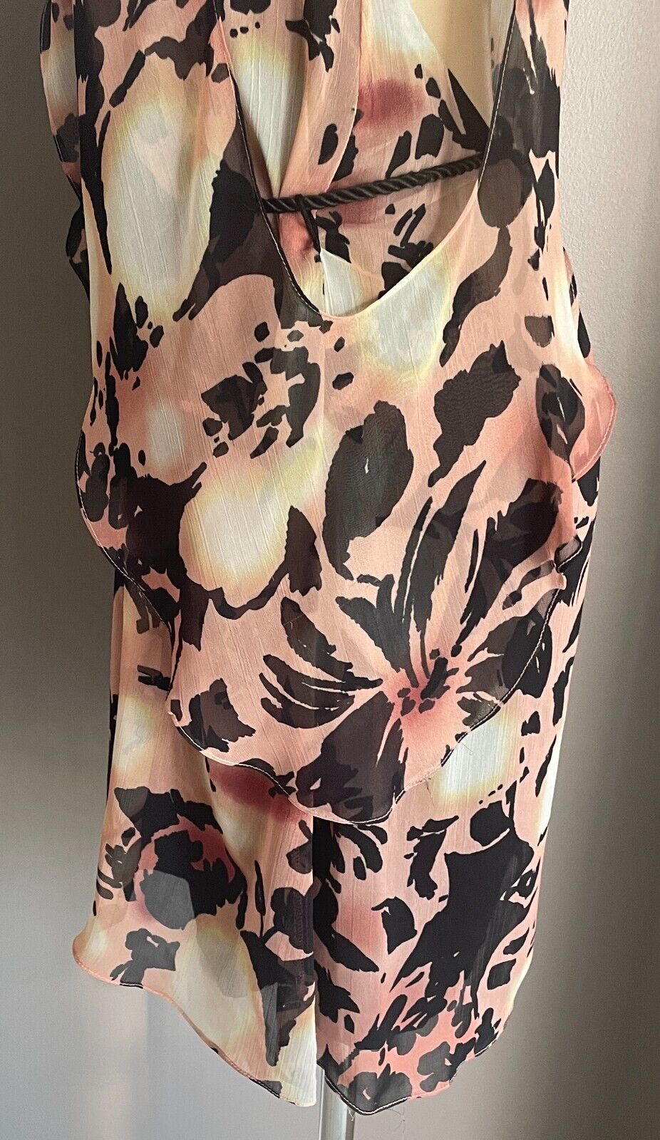 SHEIKE Dress Multicoloured Floral Print Overlay Sheath Waist Tie Sz 14