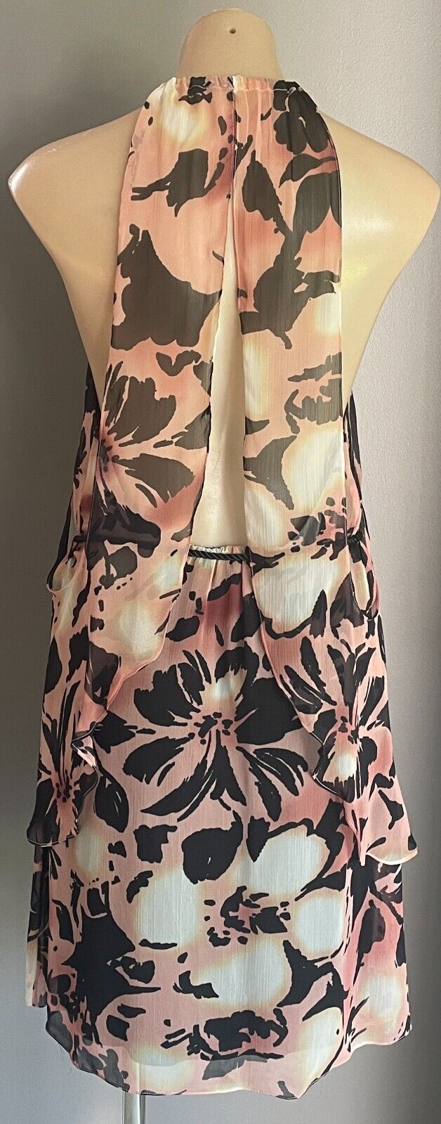SHEIKE Dress Multicoloured Floral Print Overlay Sheath Waist Tie Sz 14