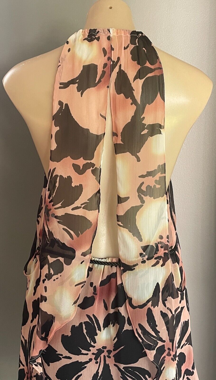 SHEIKE Dress Multicoloured Floral Print Overlay Sheath Waist Tie Sz 14