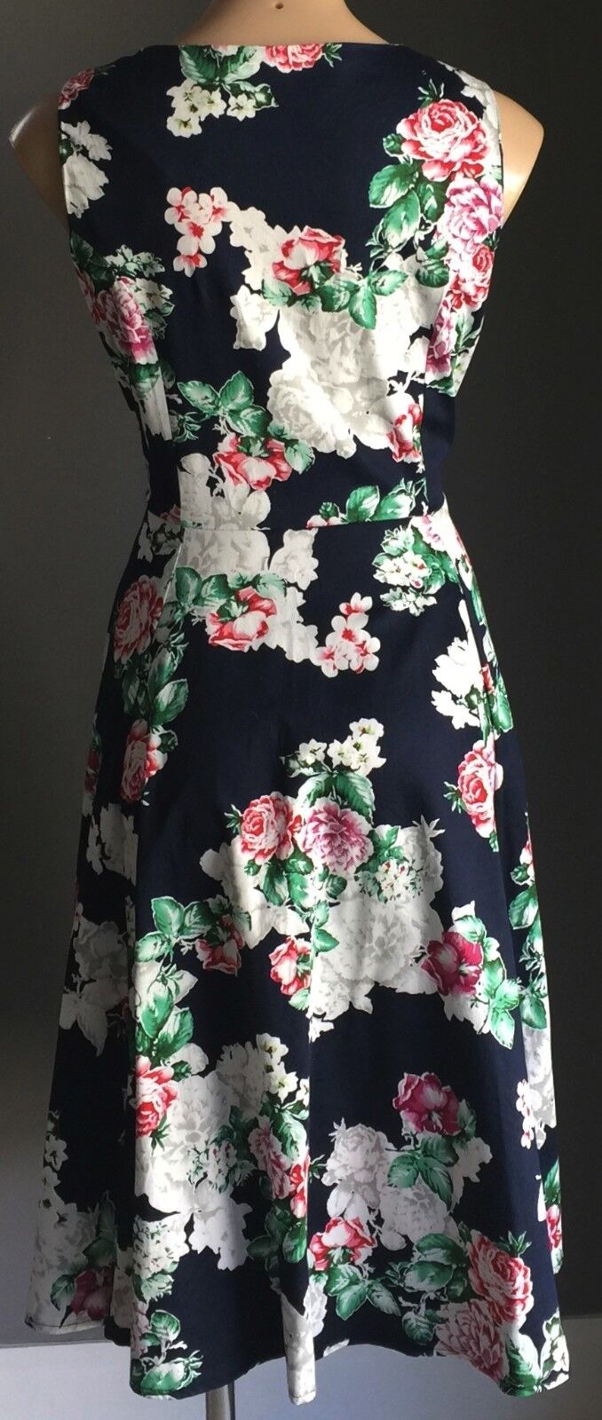 TULIPS Empire Waist Dress Retro Vibe MultiColoured Floral Print Size 14 NEW