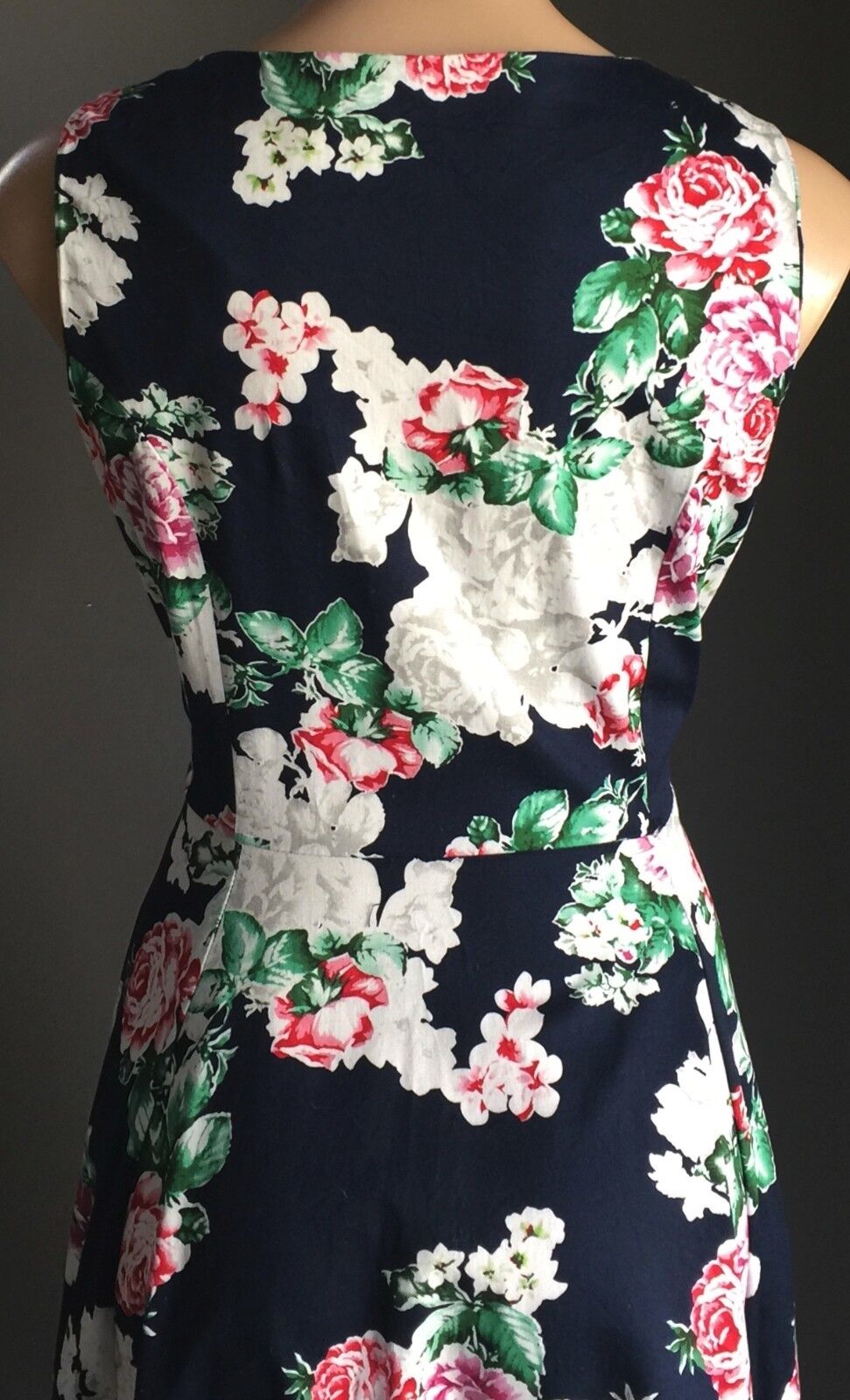 TULIPS Empire Waist Dress Retro Vibe MultiColoured Floral Print Size 14 NEW