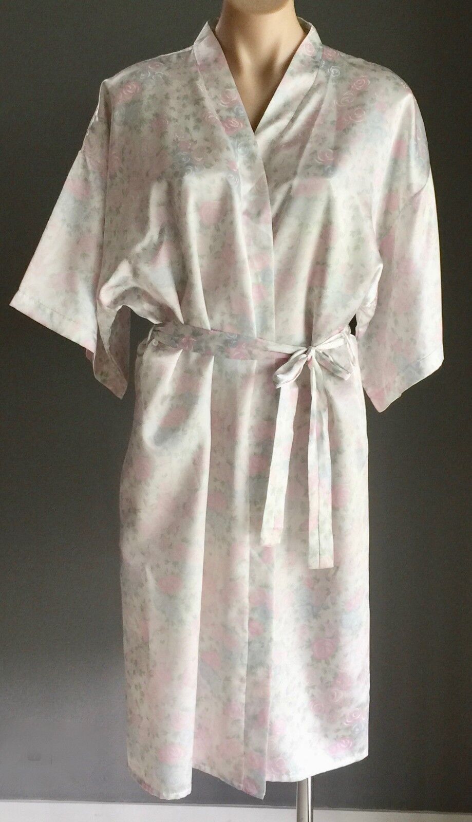 PEACHES & CREAM Dressing Gown Soft Pastel MultiColoured Floral Print Robe M 12