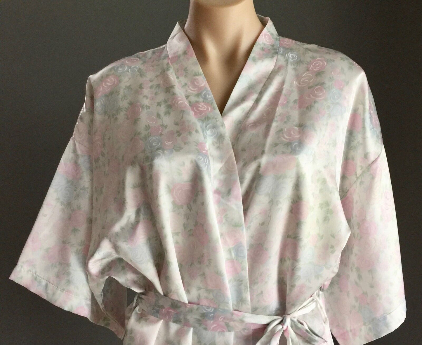 PEACHES & CREAM Dressing Gown Soft Pastel MultiColoured Floral Print Robe M 12