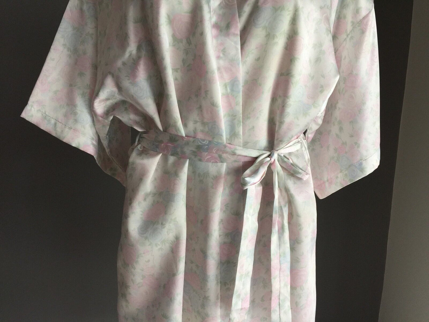 PEACHES & CREAM Dressing Gown Soft Pastel MultiColoured Floral Print Robe M 12