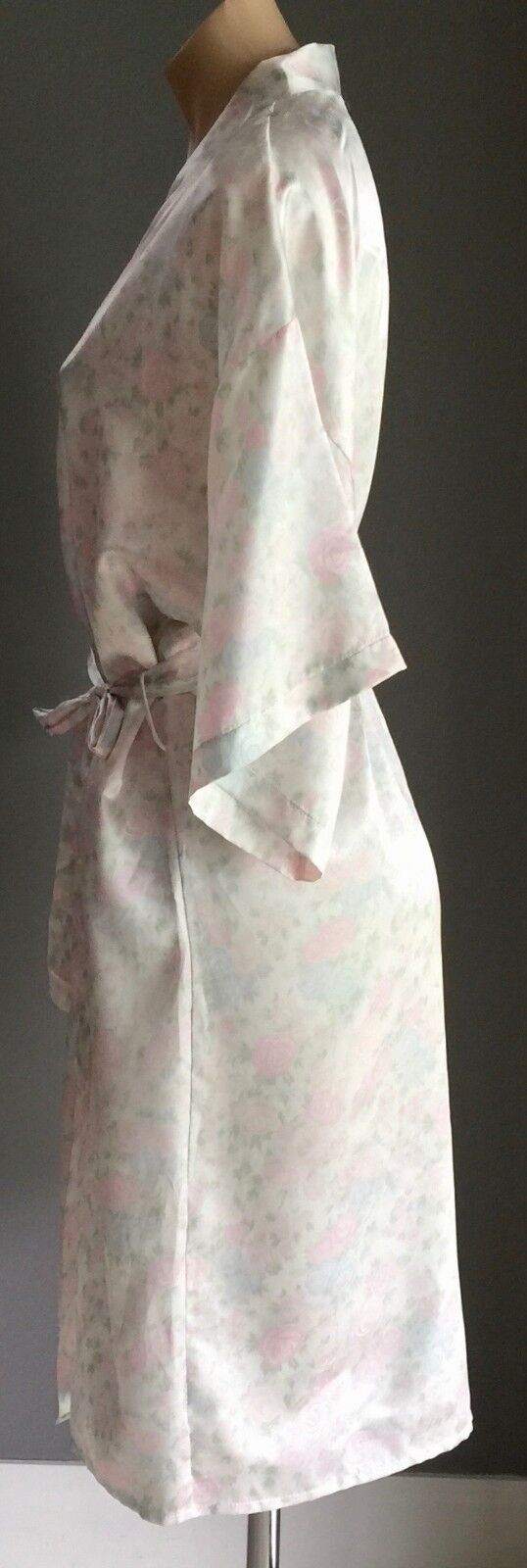 PEACHES & CREAM Dressing Gown Soft Pastel MultiColoured Floral Print Robe M 12