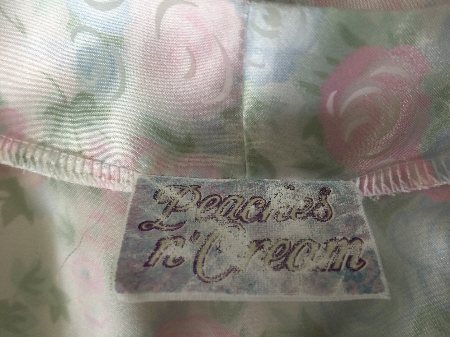 PEACHES & CREAM Dressing Gown Soft Pastel MultiColoured Floral Print Robe M 12