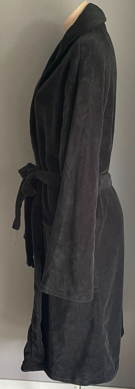 ANKO Sleep Black Soft Plush Dressing Gown Bath Robe Waist Tie Unisex Size XL XXL
