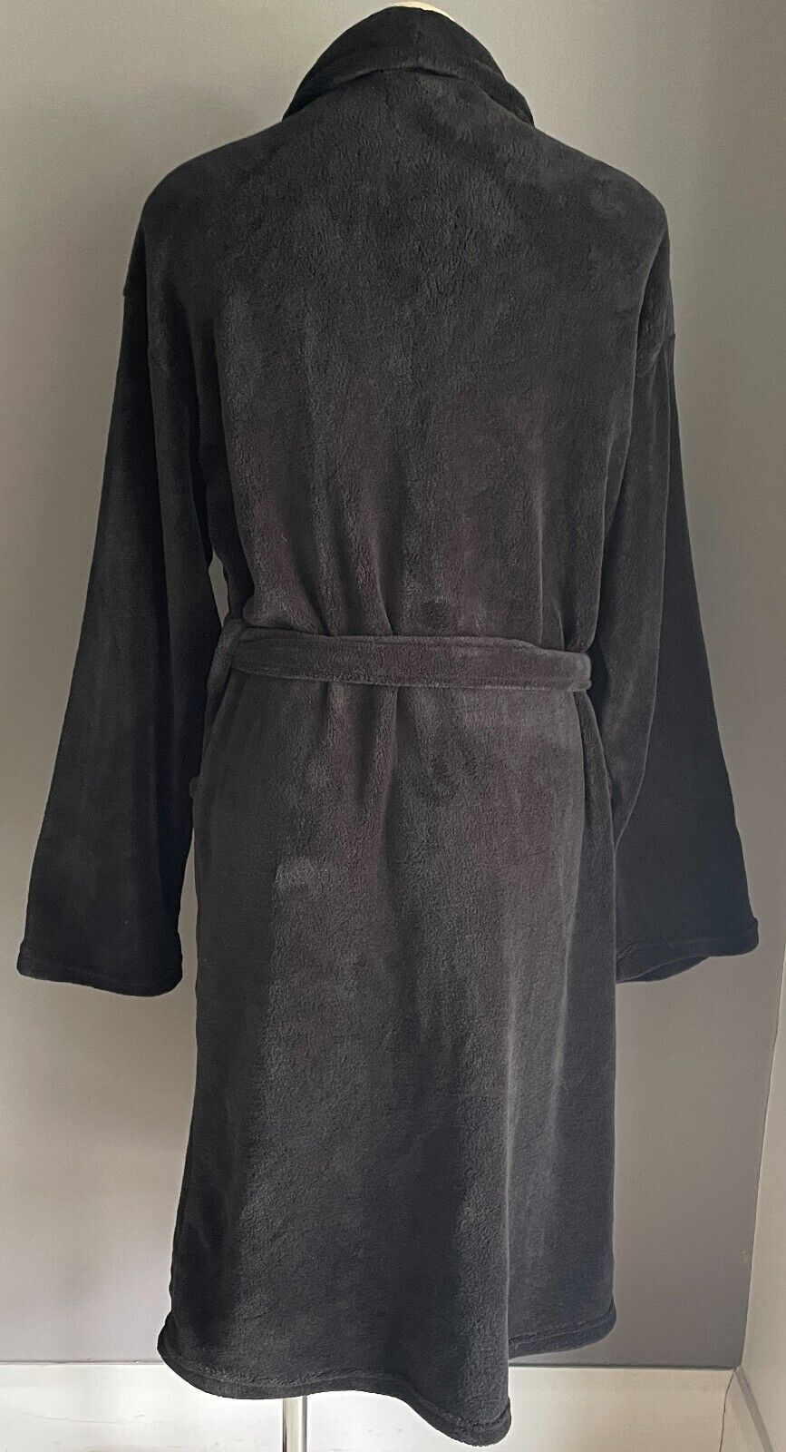 ANKO Sleep Black Soft Plush Dressing Gown Bath Robe Waist Tie Unisex Size XL XXL